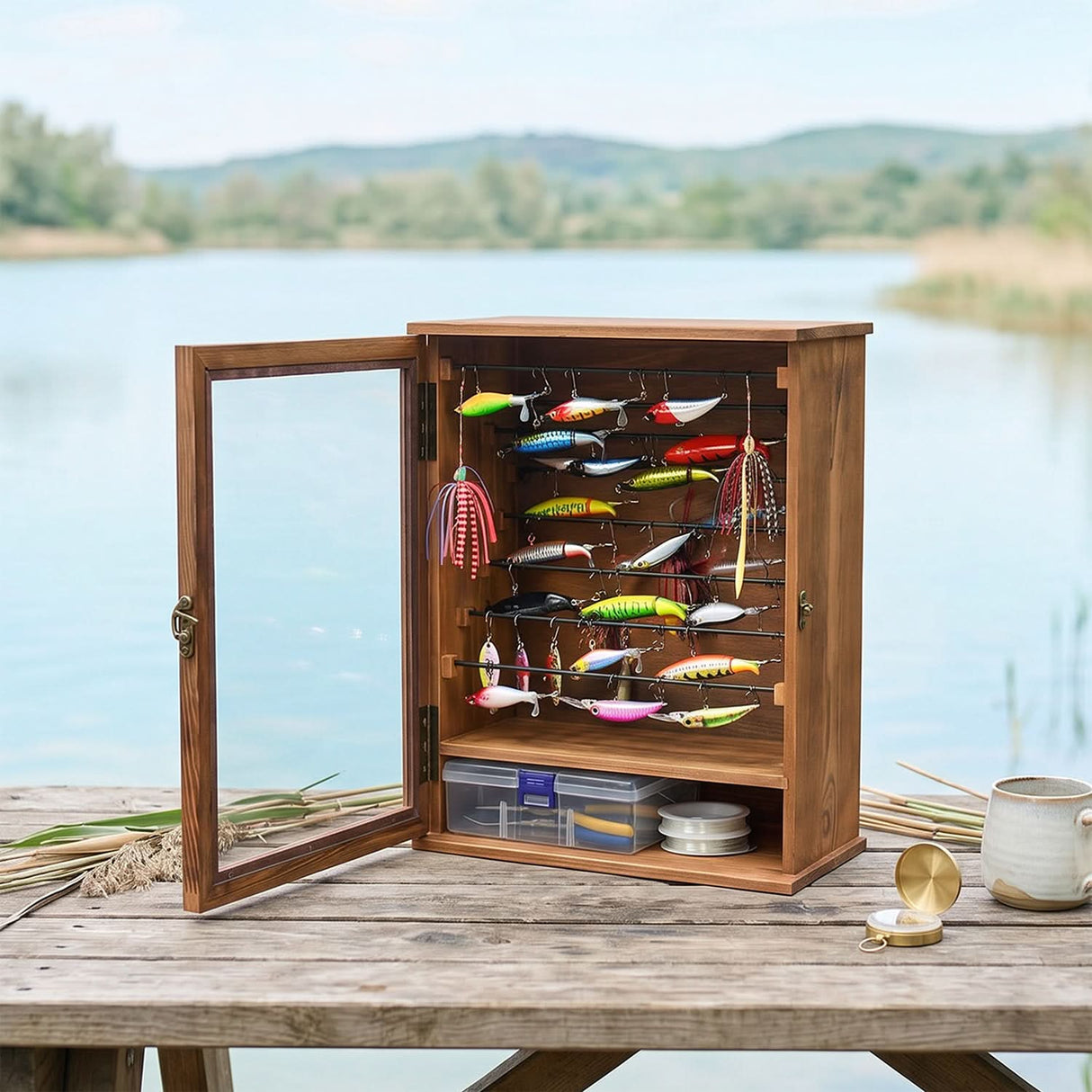 #WD5100BR 8 Metal Rods Jewelry, Keychain, Fishing Lure Cabinet