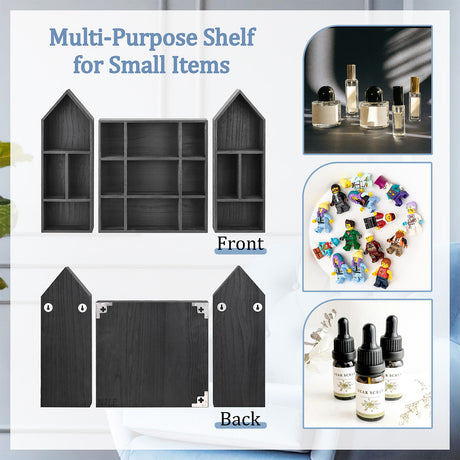 #WD5773 3 Pcs Set Wooden Shadow Cubby Box Display Shelf Shadow Box for Collectibles