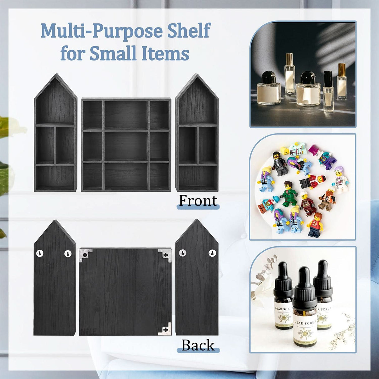 #WD5773 3 Pcs Set Wooden Shadow Cubby Box Display Shelf Shadow Box for Collectibles