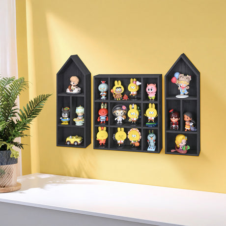 #WD5773 3 Pcs Set Wooden Shadow Cubby Box Display Shelf Shadow Box for Collectibles