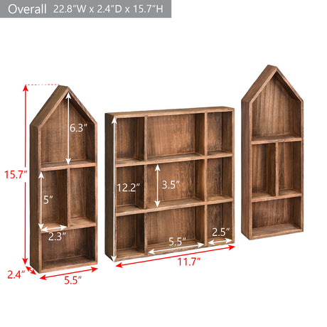 #WD5773 3 Pcs Set Wooden Shadow Cubby Box Display Shelf Shadow Box for Collectibles