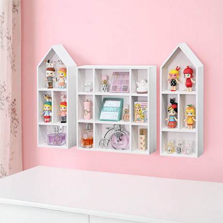 #WD5773 3 Pcs Set Wooden Shadow Cubby Box Display Shelf Shadow Box for Collectibles