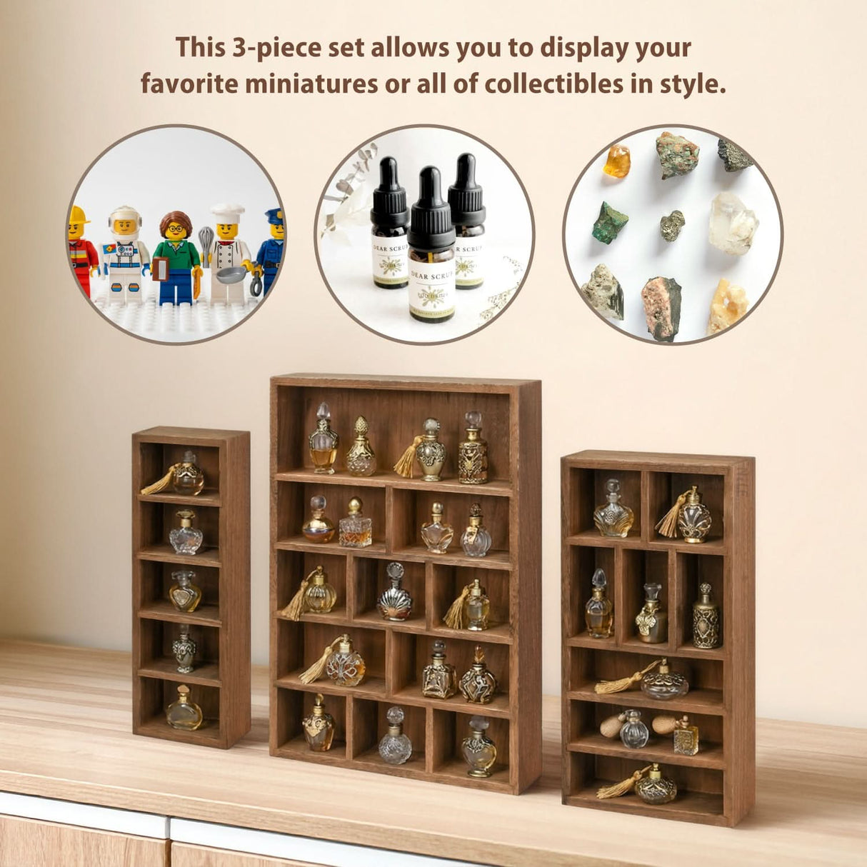 #WD5783 3-Pc Wooden Shadow Box Shelf for Collectibles