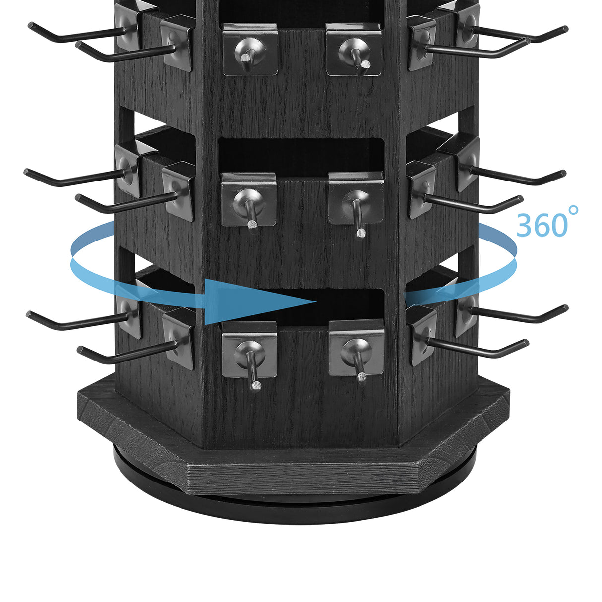 #WD6020 Natural Wood Hexagon Rotating Jewelry Tower