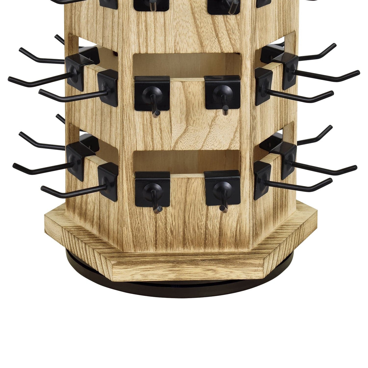 #WD6020 Natural Wood Hexagon Rotating Jewelry Tower