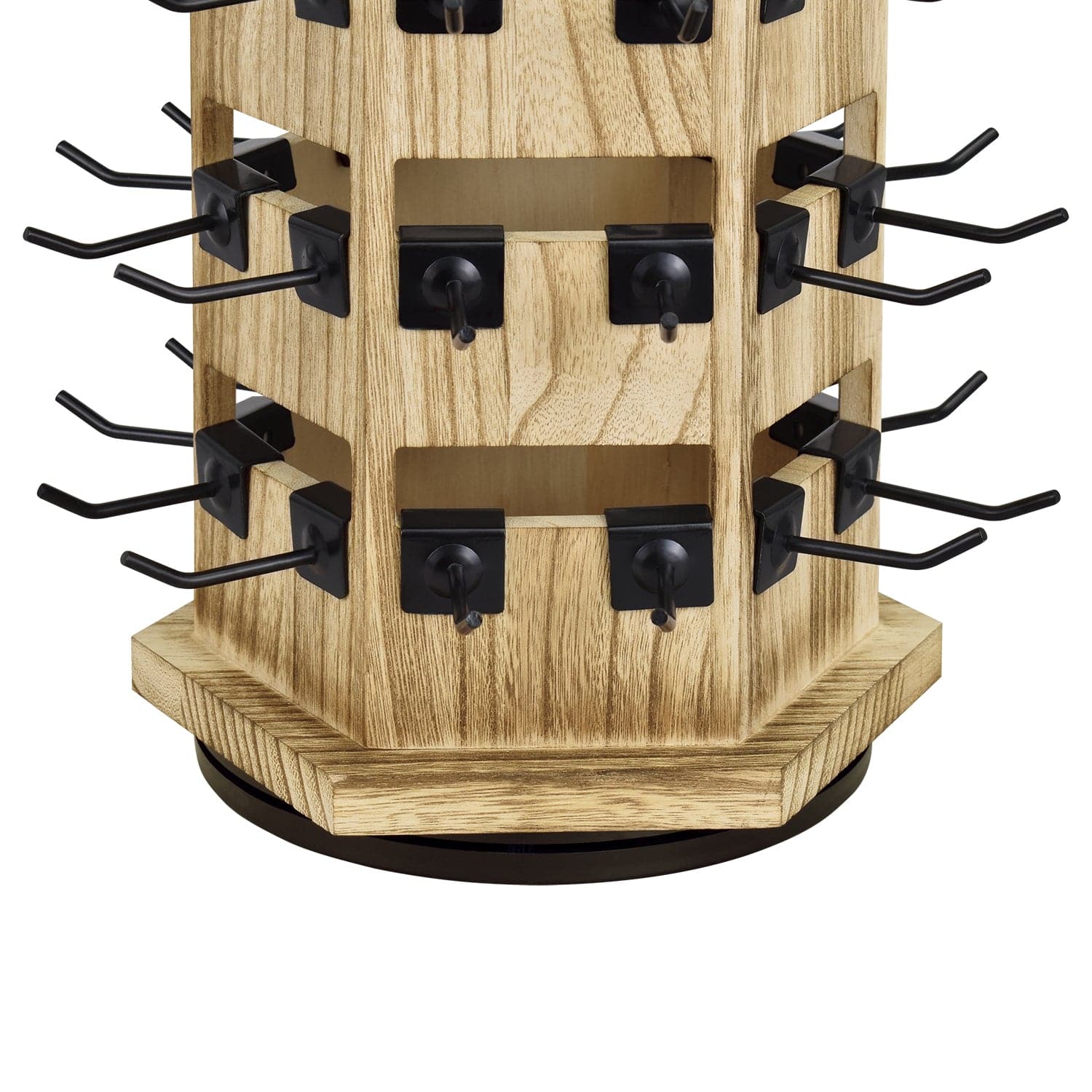 #WD6020 Natural Wood Hexagon Rotating Jewelry Tower