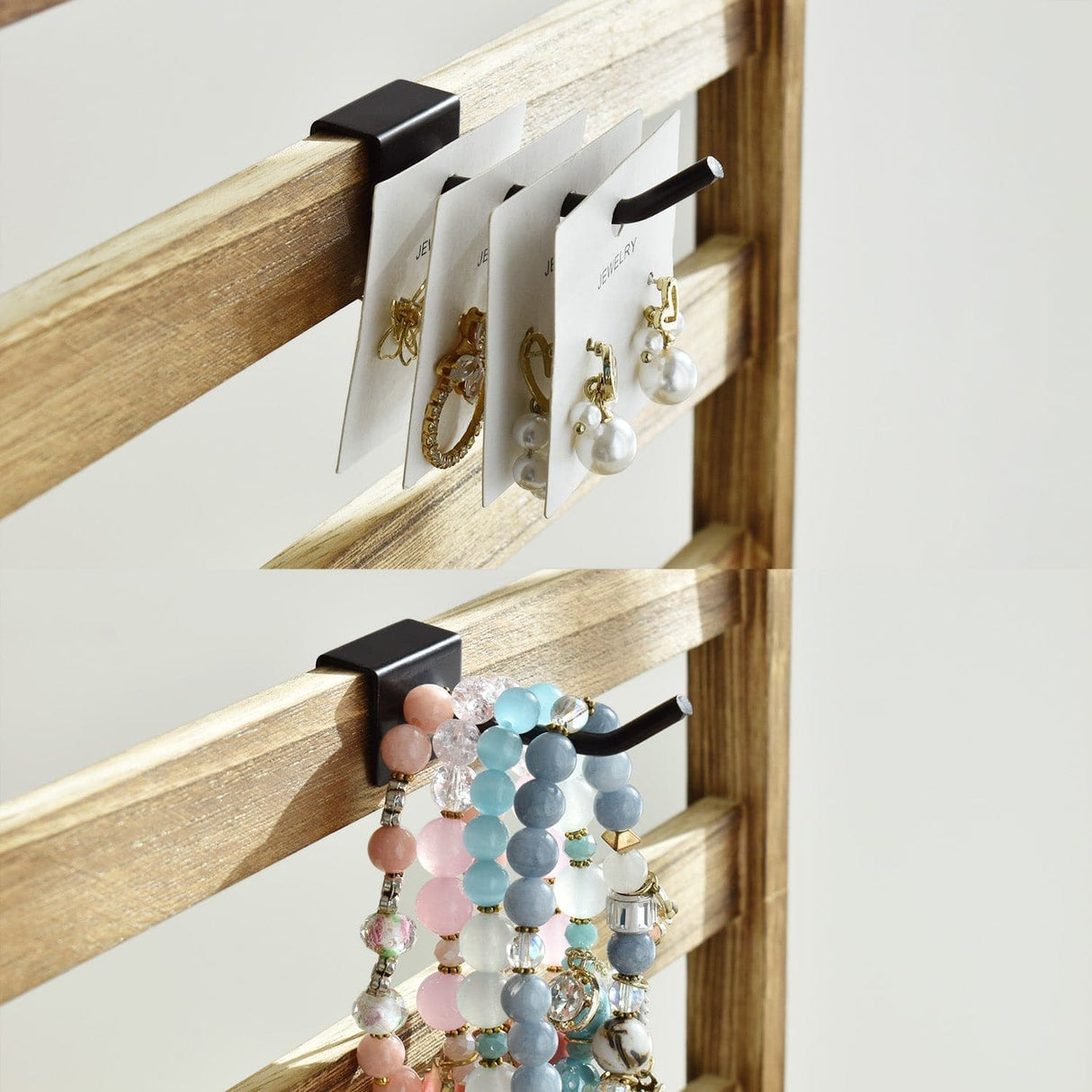 #WD6020 Natural Wood Hexagon Rotating Jewelry Tower