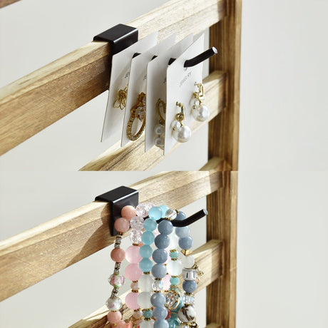 #WD6020 Natural Wood Hexagon Rotating Jewelry Tower