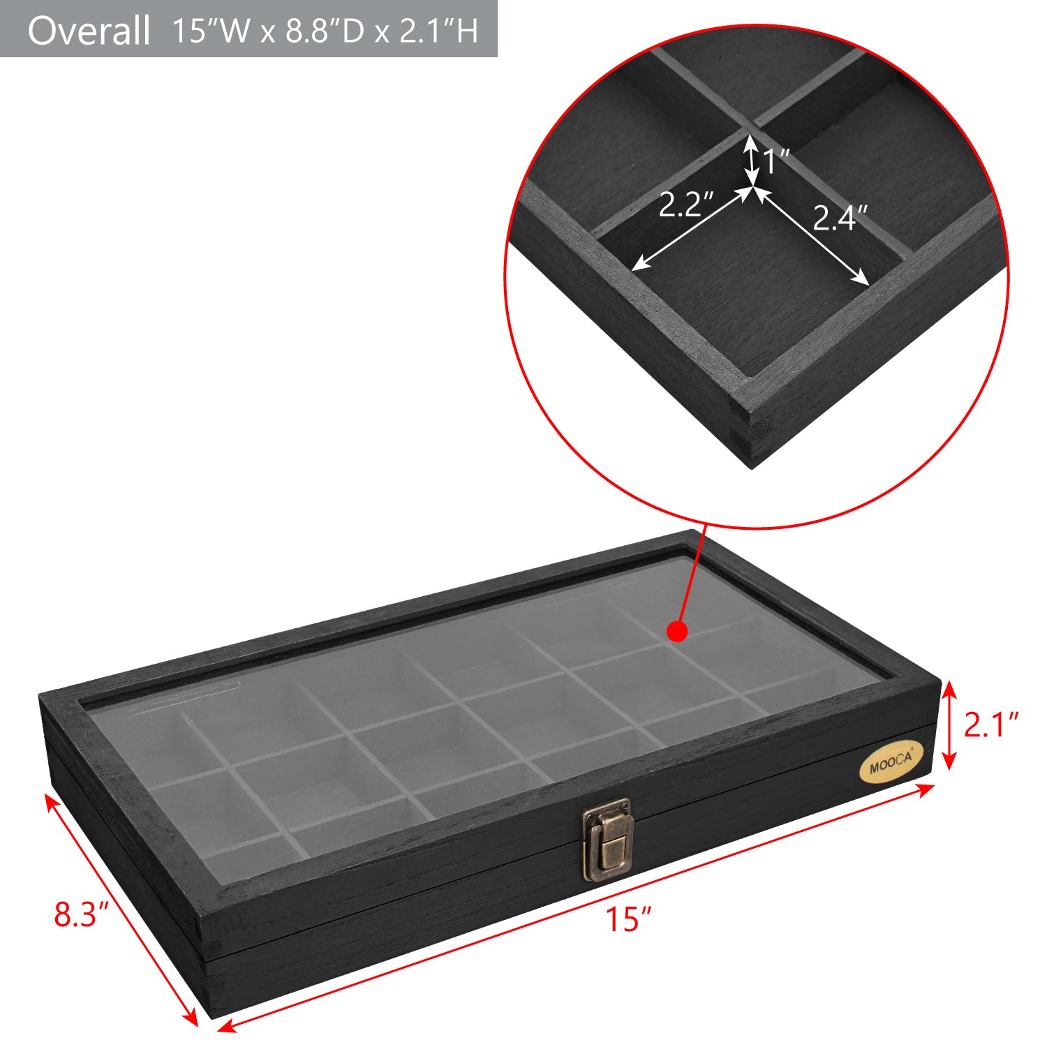 #WD63 Wooden 18 Compartment Jewelry Storage Case