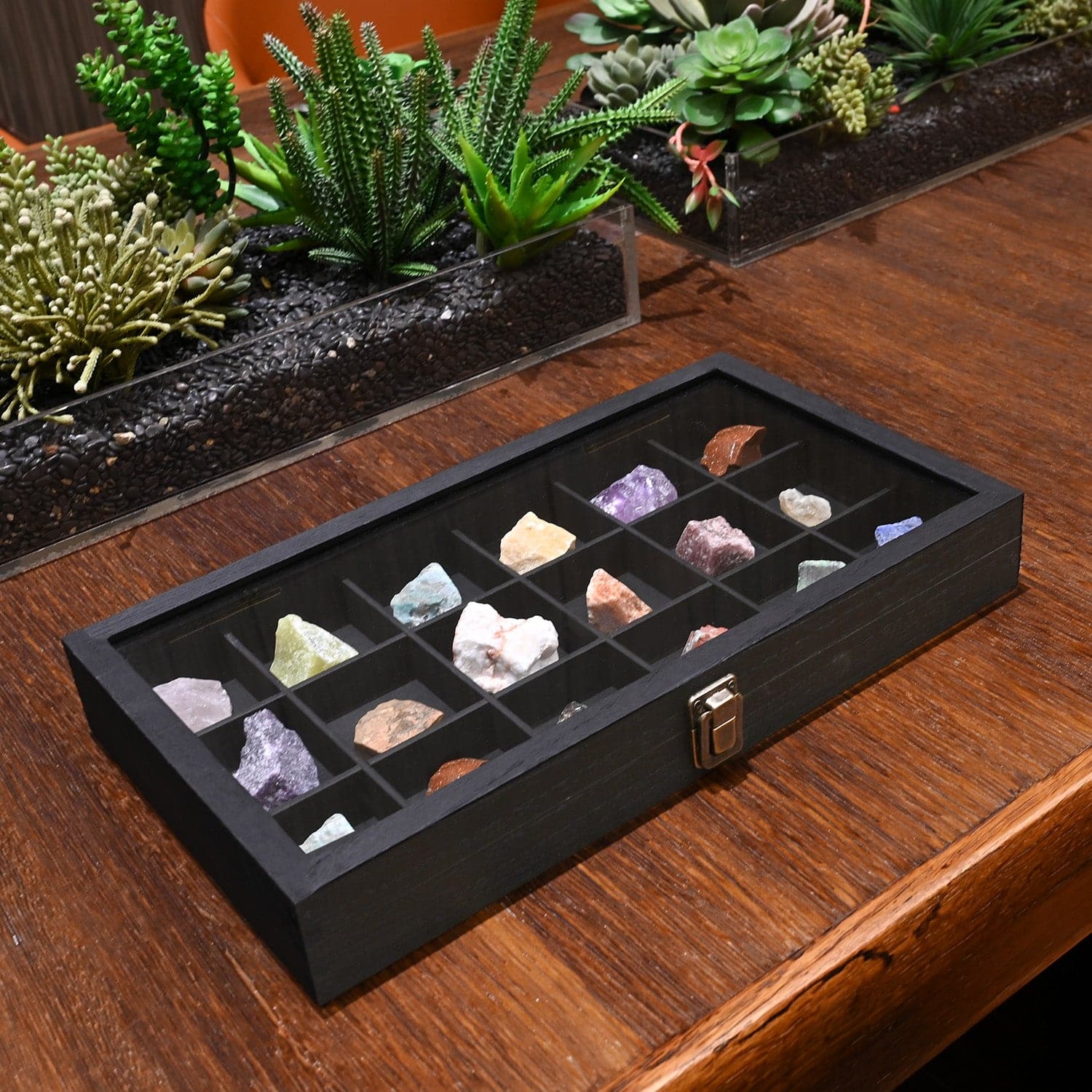 #WD63 Wooden 18 Compartment Jewelry Storage Case