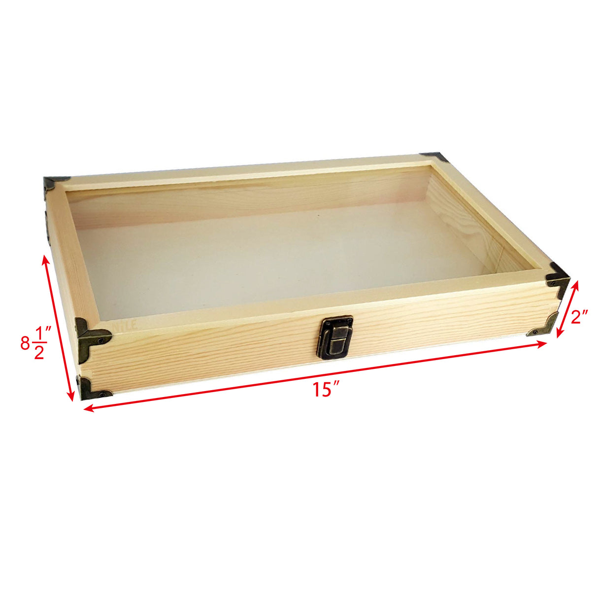 #WD75C Natural Wooden Glass Top Jewelry Display Case