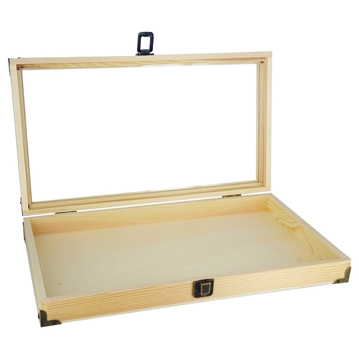 #WD75C Natural Wooden Glass Top Jewelry Display Case