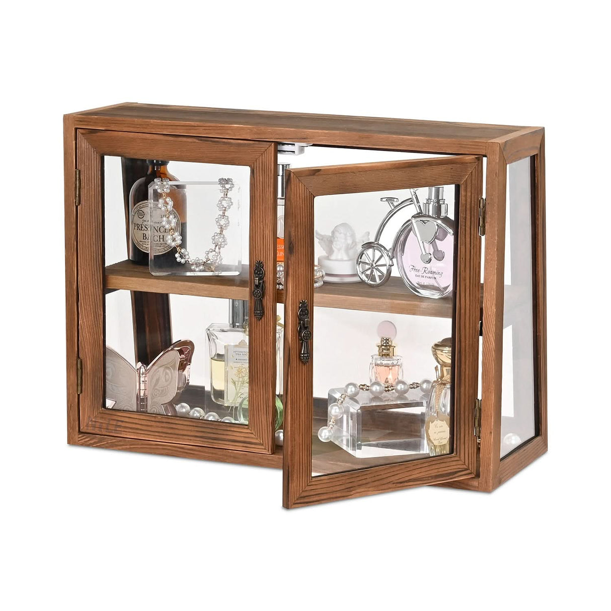#WD7678BR Wood and Glass Display Case