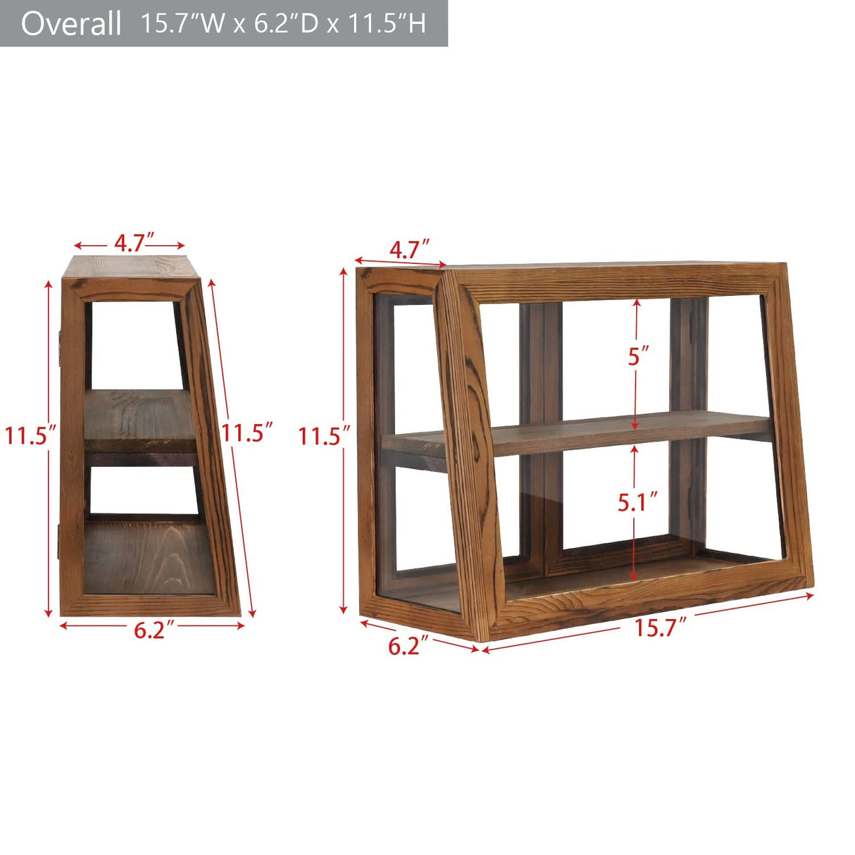 #WD7678BR Wood and Glass Display Case