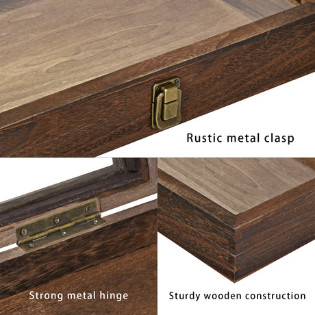 Wooden Jewelry Display Case with Glass Lid-Nile Corp