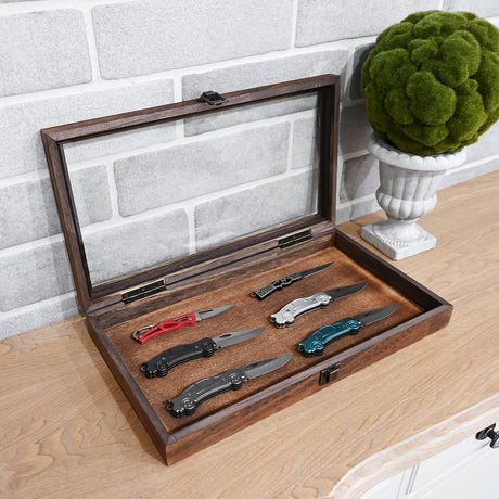 Wooden Jewelry Display Case with Glass Lid-Nile Corp