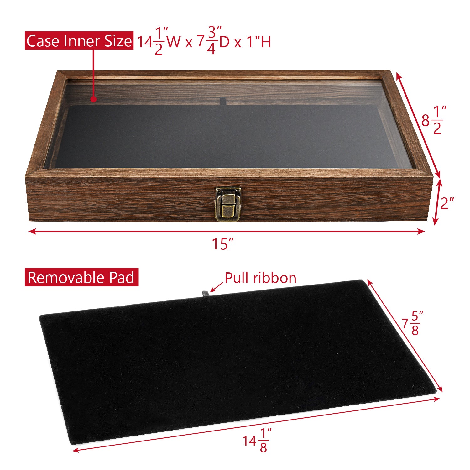 #WD83C+93-1 BK Wooden Jewelry Display Case with Black Velvet Pad