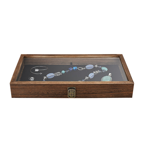#WD83C+93-1 BK Wooden Jewelry Display Case with Black Velvet Pad