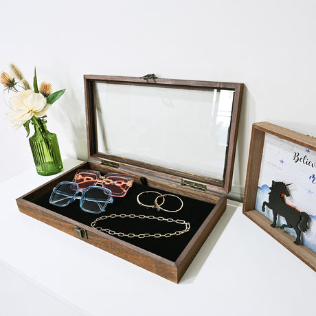 #WD83C+93-1 BK Wooden Jewelry Display Case with Black Velvet Pad