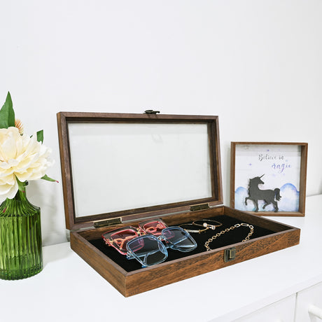 #WD83C+93-1 BK Wooden Jewelry Display Case with Black Velvet Pad