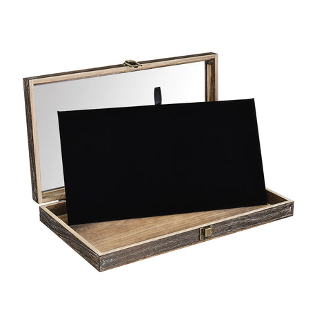 #WD83C+93-1 BK Wooden Jewelry Display Case with Black Velvet Pad