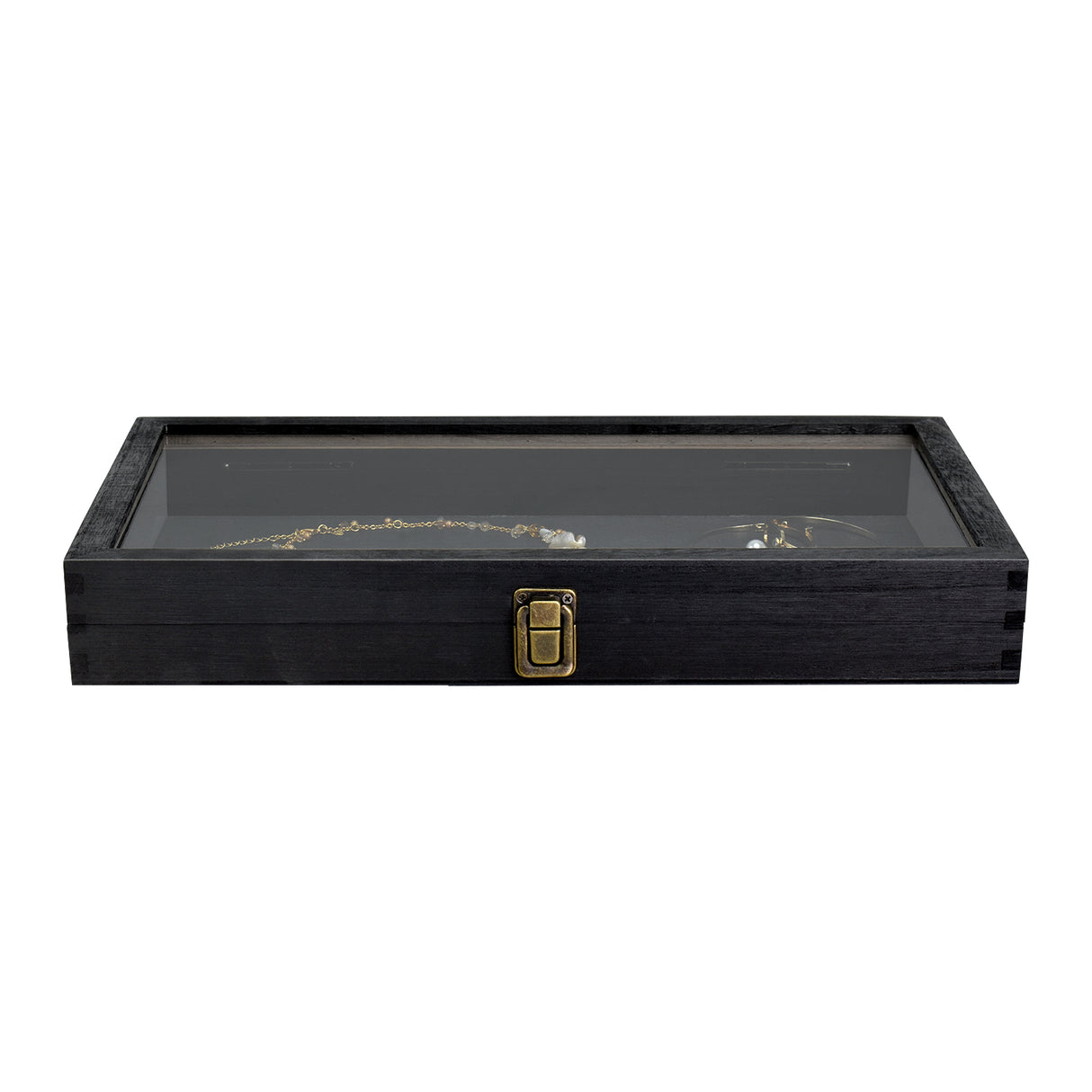 Wooden Jewelry Display Case with Glass Lid-Nile Corp