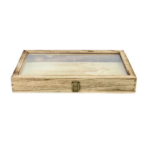 Wooden Jewelry Display Case with Glass Lid-Nile Corp
