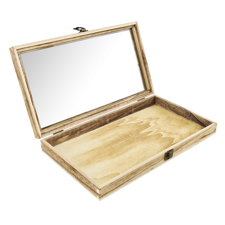 Wooden Jewelry Display Case with Glass Lid-Nile Corp