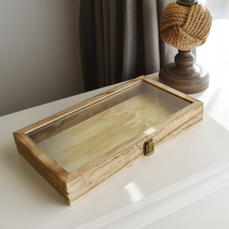 Wooden Jewelry Display Case with Glass Lid-Nile Corp