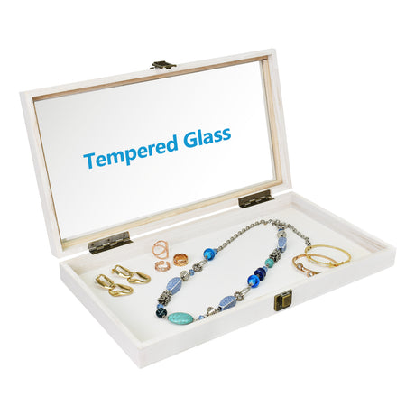 Wooden Jewelry Display Case with Glass Lid-Nile Corp