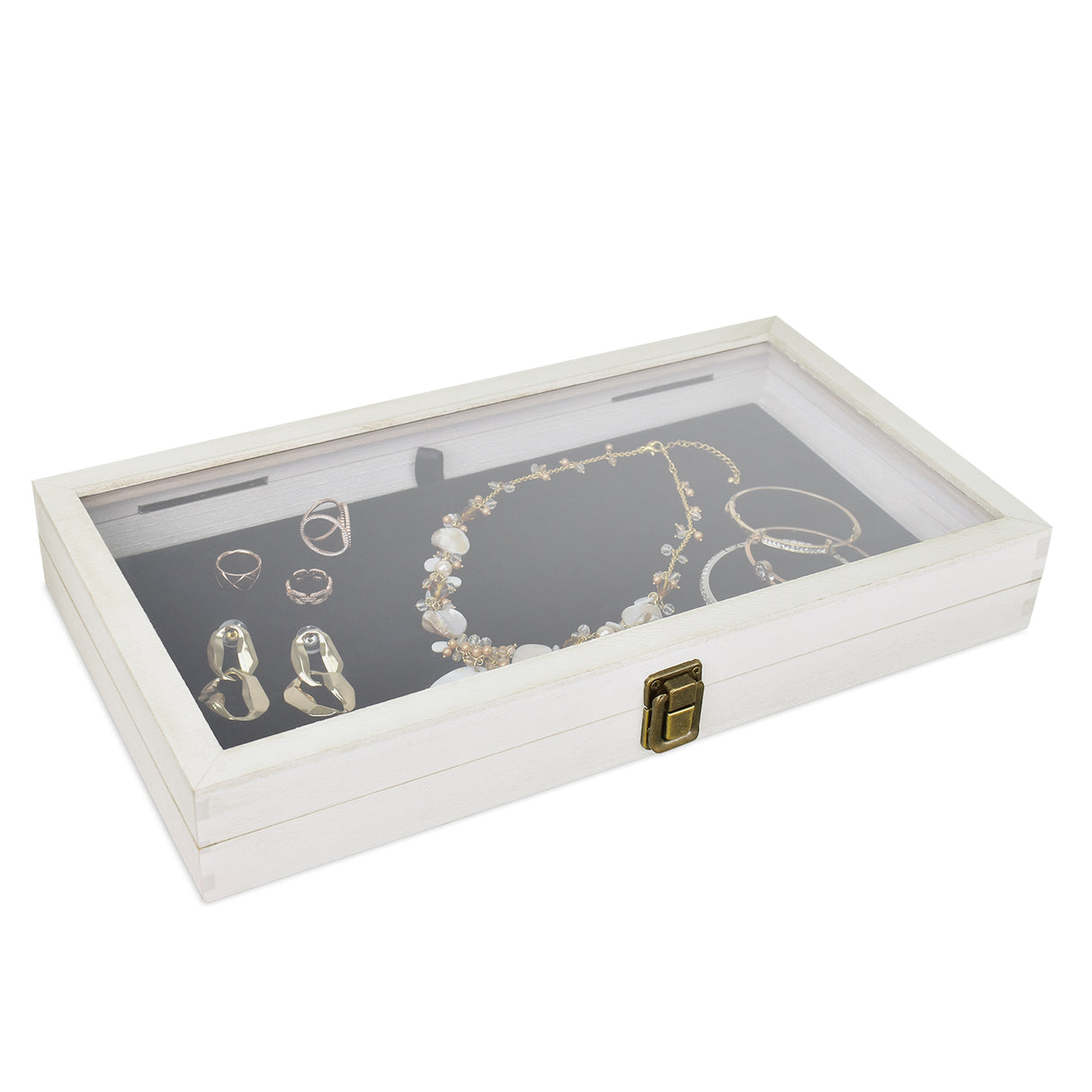#WD83C+93-1 BK Wooden Jewelry Display Case with Black Velvet Pad