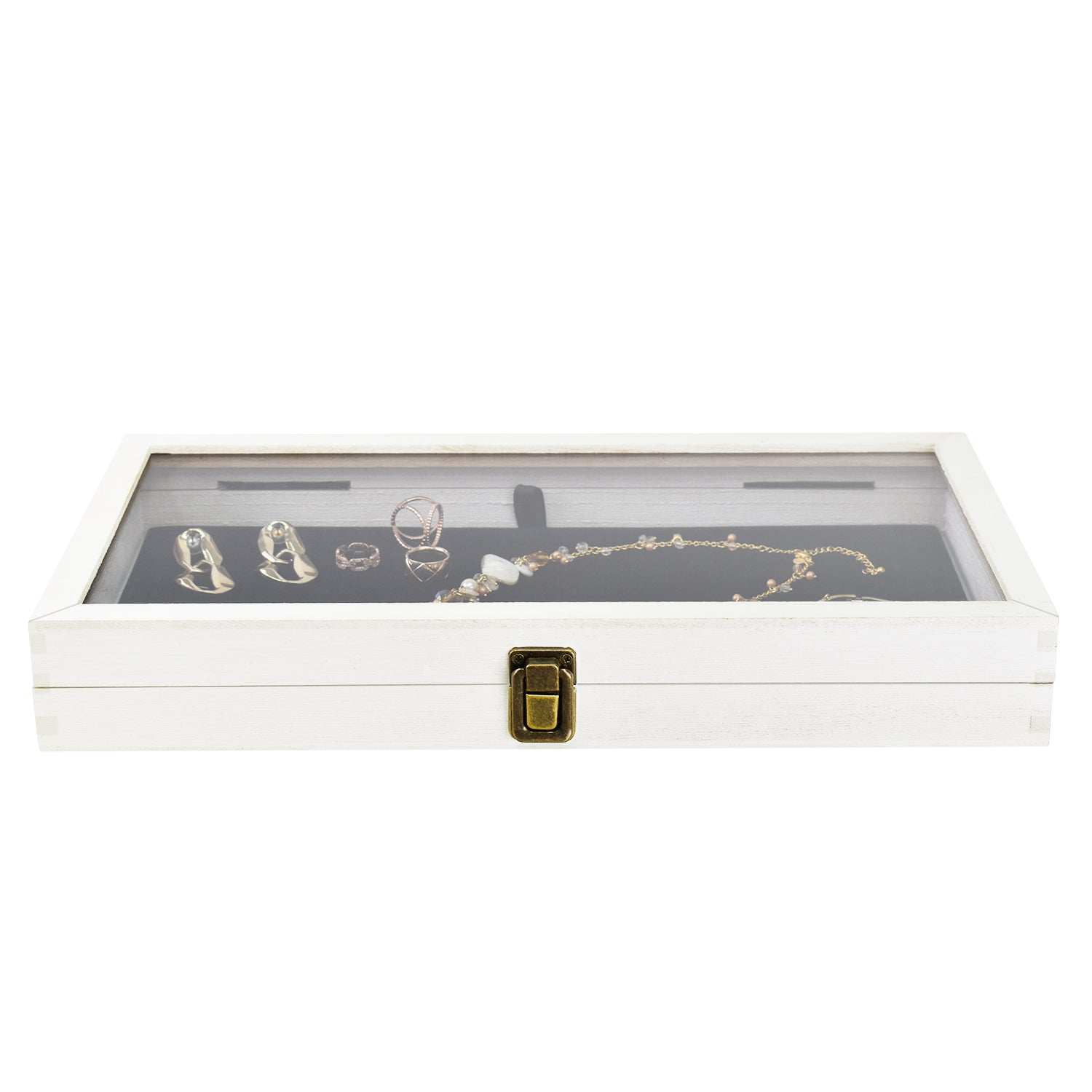 #WD83C+93-1 BK Wooden Jewelry Display Case with Black Velvet Pad