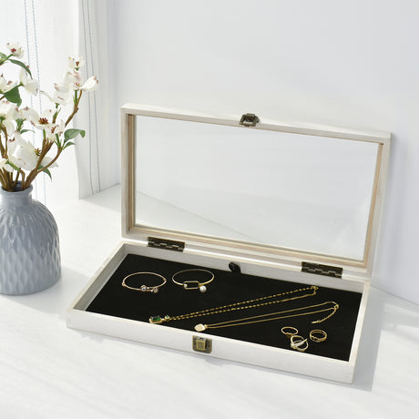#WD83C+93-1 BK Wooden Jewelry Display Case with Black Velvet Pad