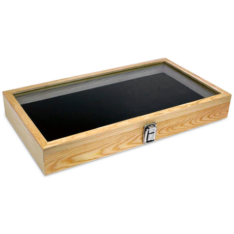 #WD83C+93-1 BK Wooden Jewelry Display Case with Black Velvet Pad