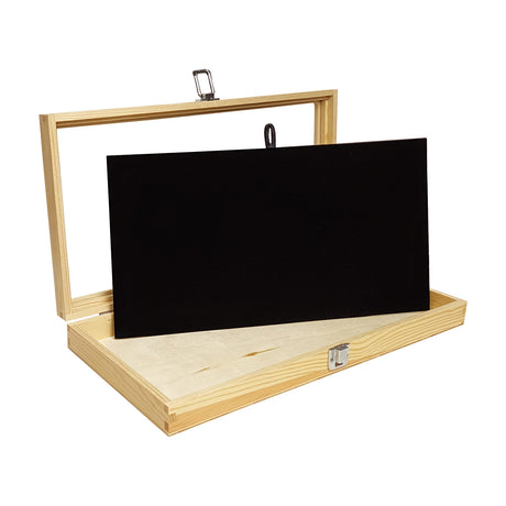 #WD83C+93-1 BK Wooden Jewelry Display Case with Black Velvet Pad