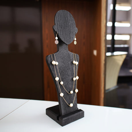 Portable Wooden Mannequin Jewelry Stand, Jewelry Display Organizer for Earrings & Multiple Necklace