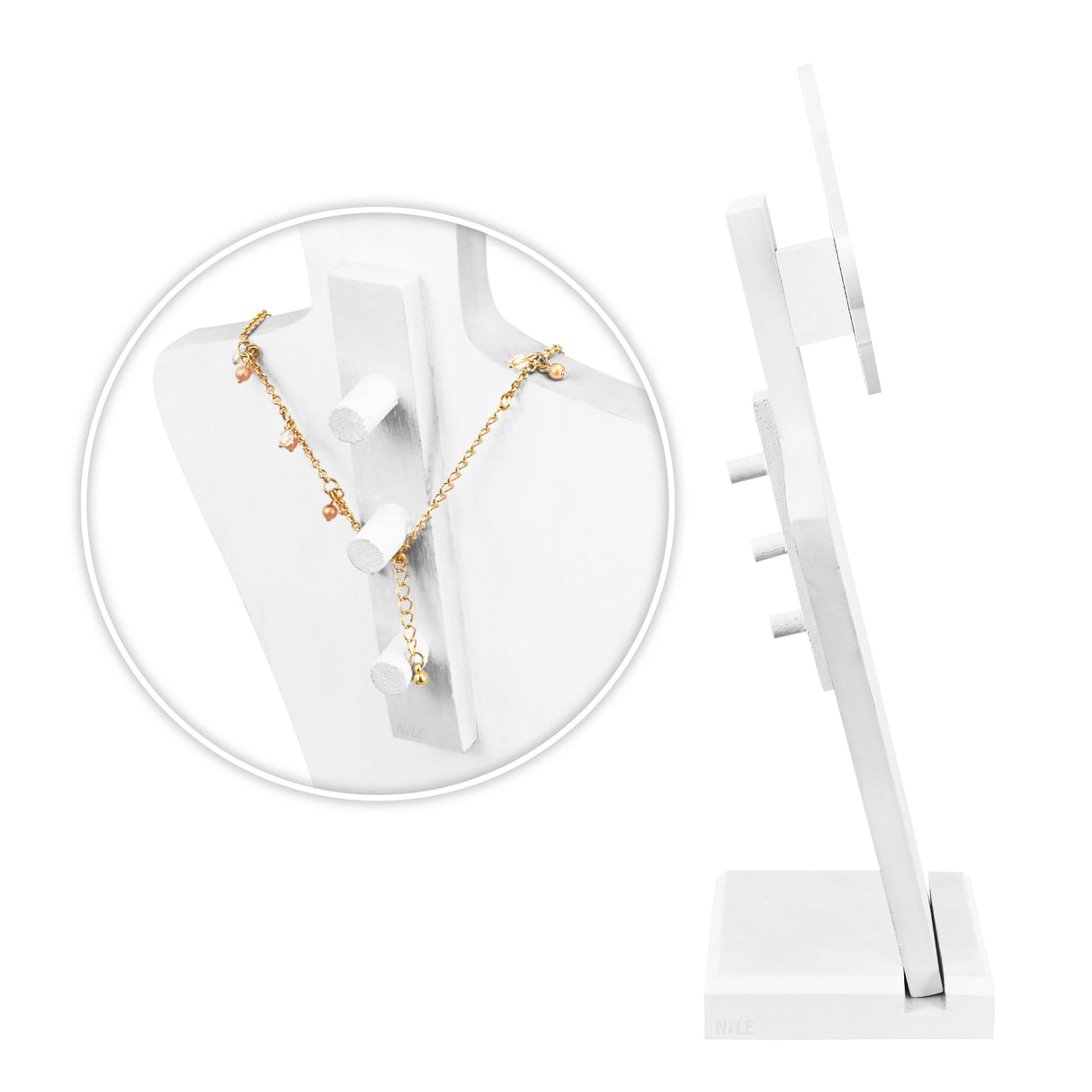 #WDJ5066 Portable Wooden Mannequin Jewelry Stand, Jewelry Display Organizer for Earrings & Multiple Necklace