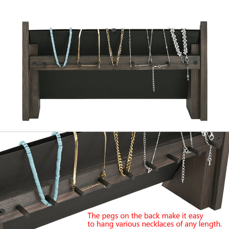 #WDJ6677DBR Necklace Display Stand, designed to showcase and organize up to 9 necklaces elegantly