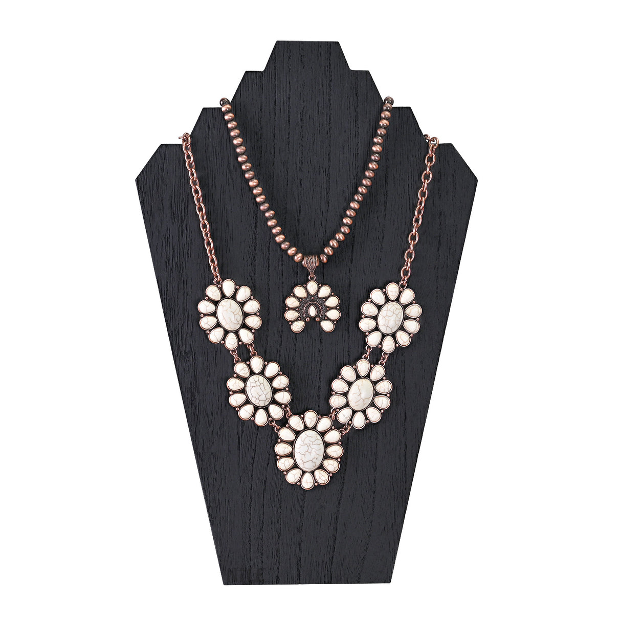 #S-WDN60-1x2 Wooden Jewelry Display Bust with Easel