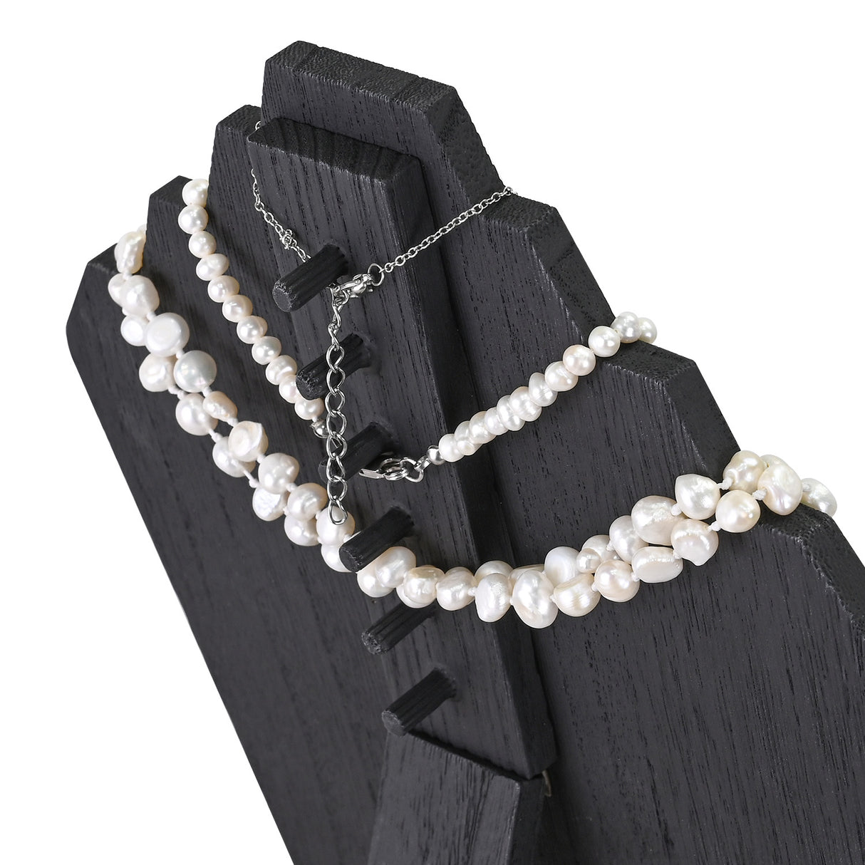 #S-WDN60-1x2 Wooden Jewelry Display Bust with Easel