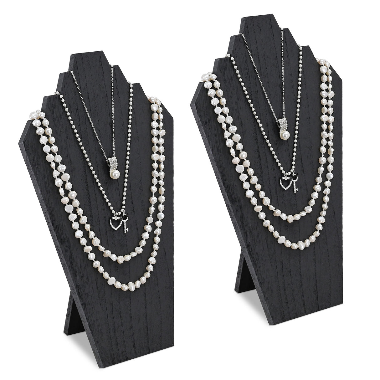 #S-WDN60-1x2 Wooden Jewelry Display Bust with Easel