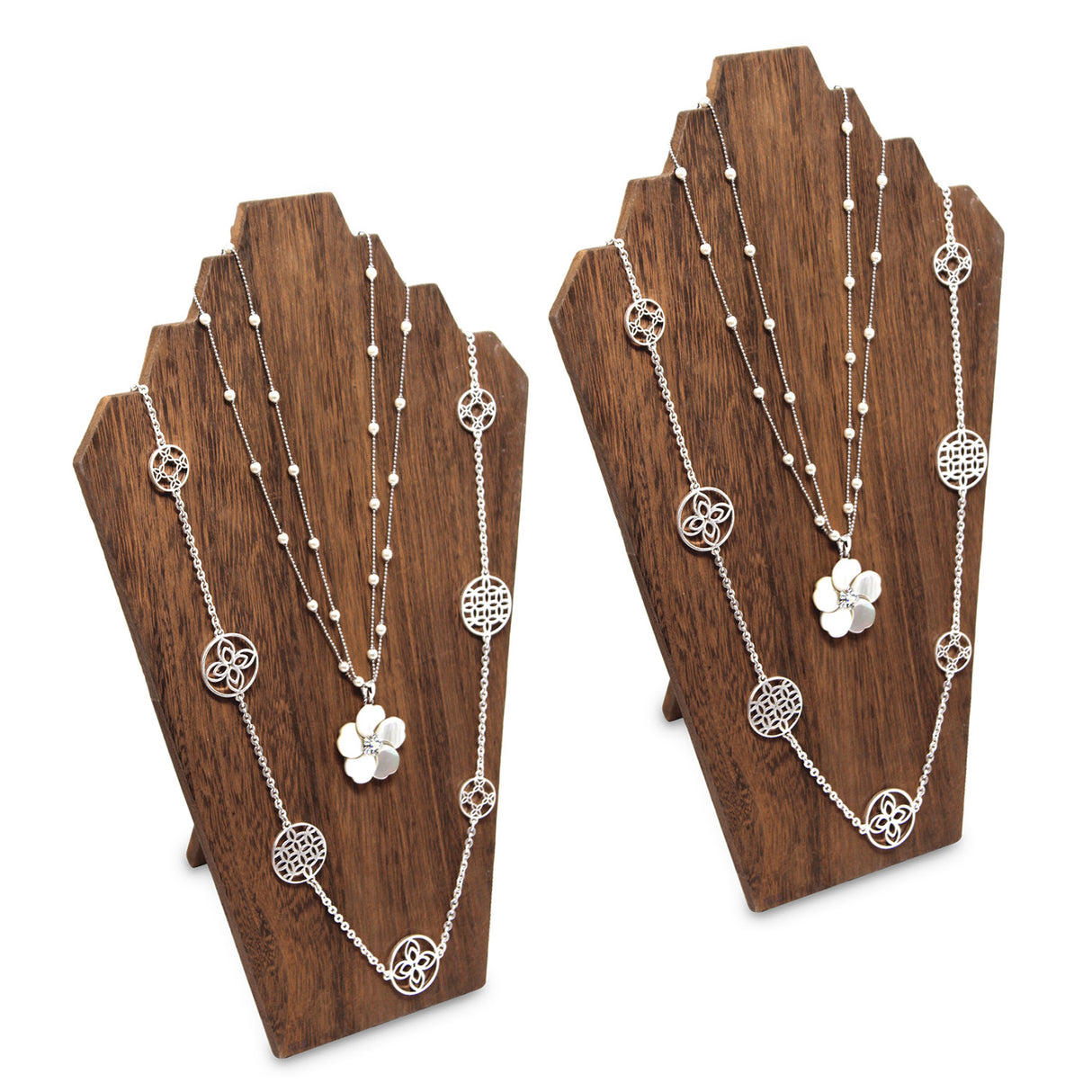 #S-WDN60-1X2 Wooden Jewelry Display Bust with Easel for 3 Necklaces