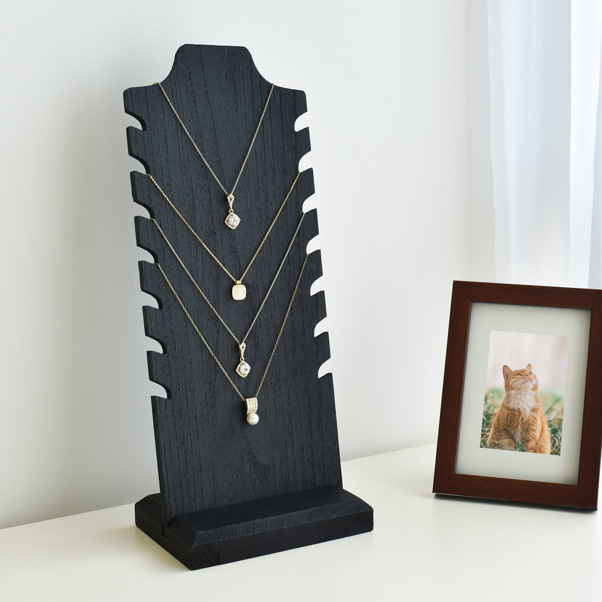 #WDN68X2 Wooden Freestanding Necklace Display Stand
