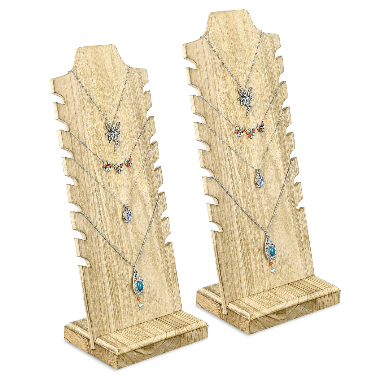 #WDN68X2 Wooden Freestanding Necklace Display Stand
