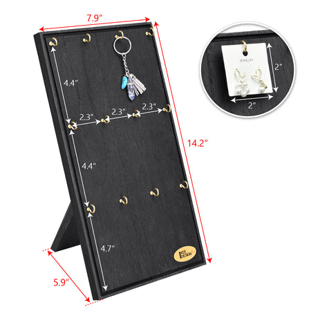 #WDN6810 Wooden Jewelry Display Stand with 12 hooks, Earring Display