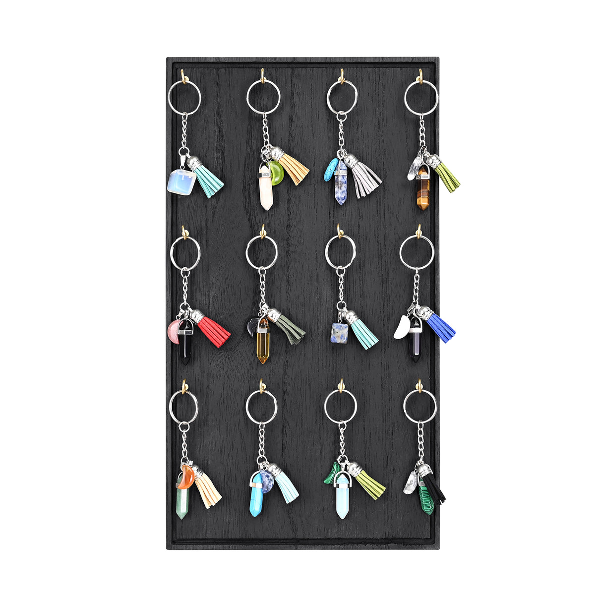 #WDN6810 Wooden Jewelry Display Stand with 12 hooks, Earring Display