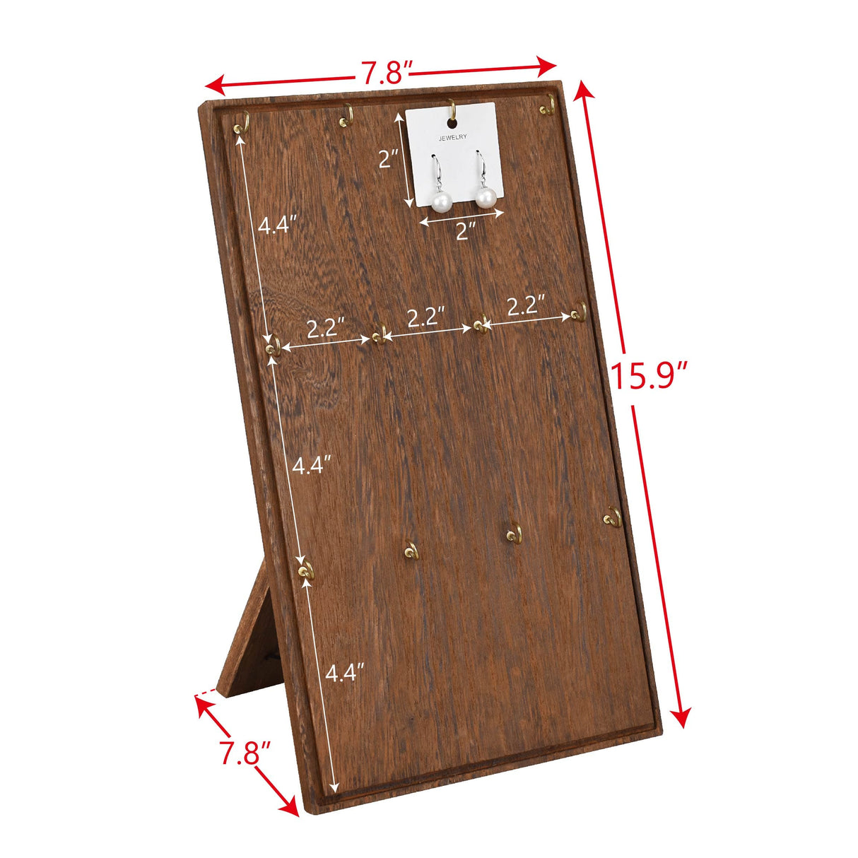 #WDN6810 Wooden Jewelry Display Stand with 12 hooks, Earring Display