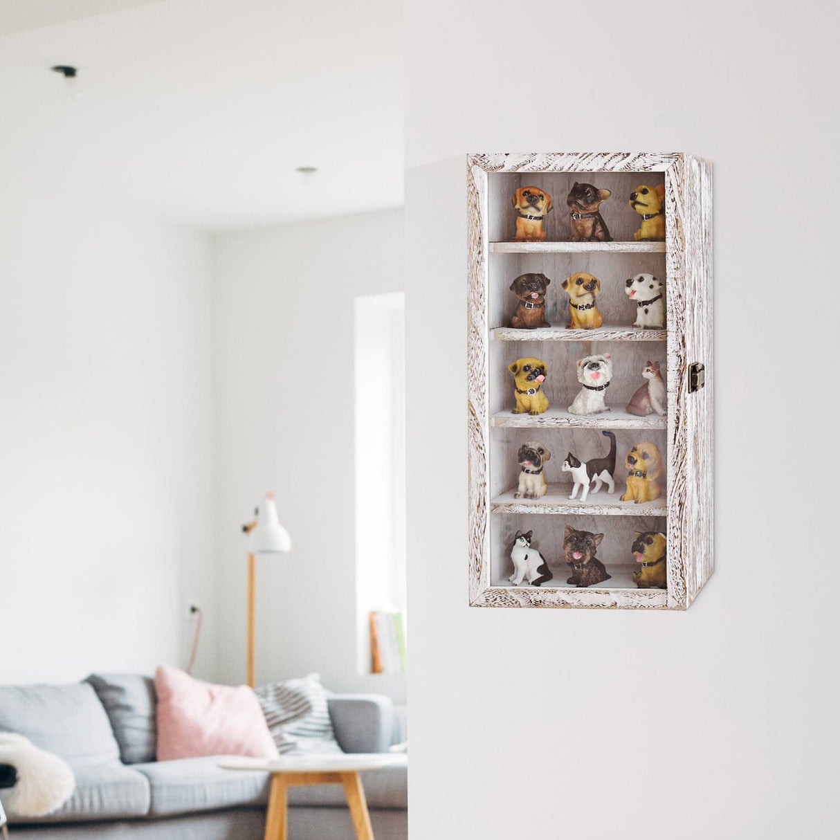 #WDP1319-A 5-Tier Wall Mounted Wooden Display Case