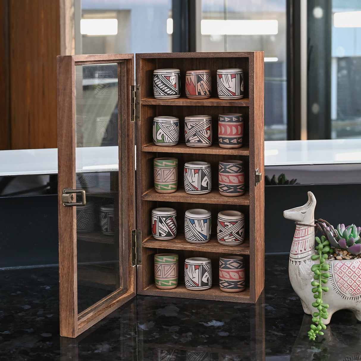 #WDP1319-A 5-Tier Wall Mounted Wooden Display Case