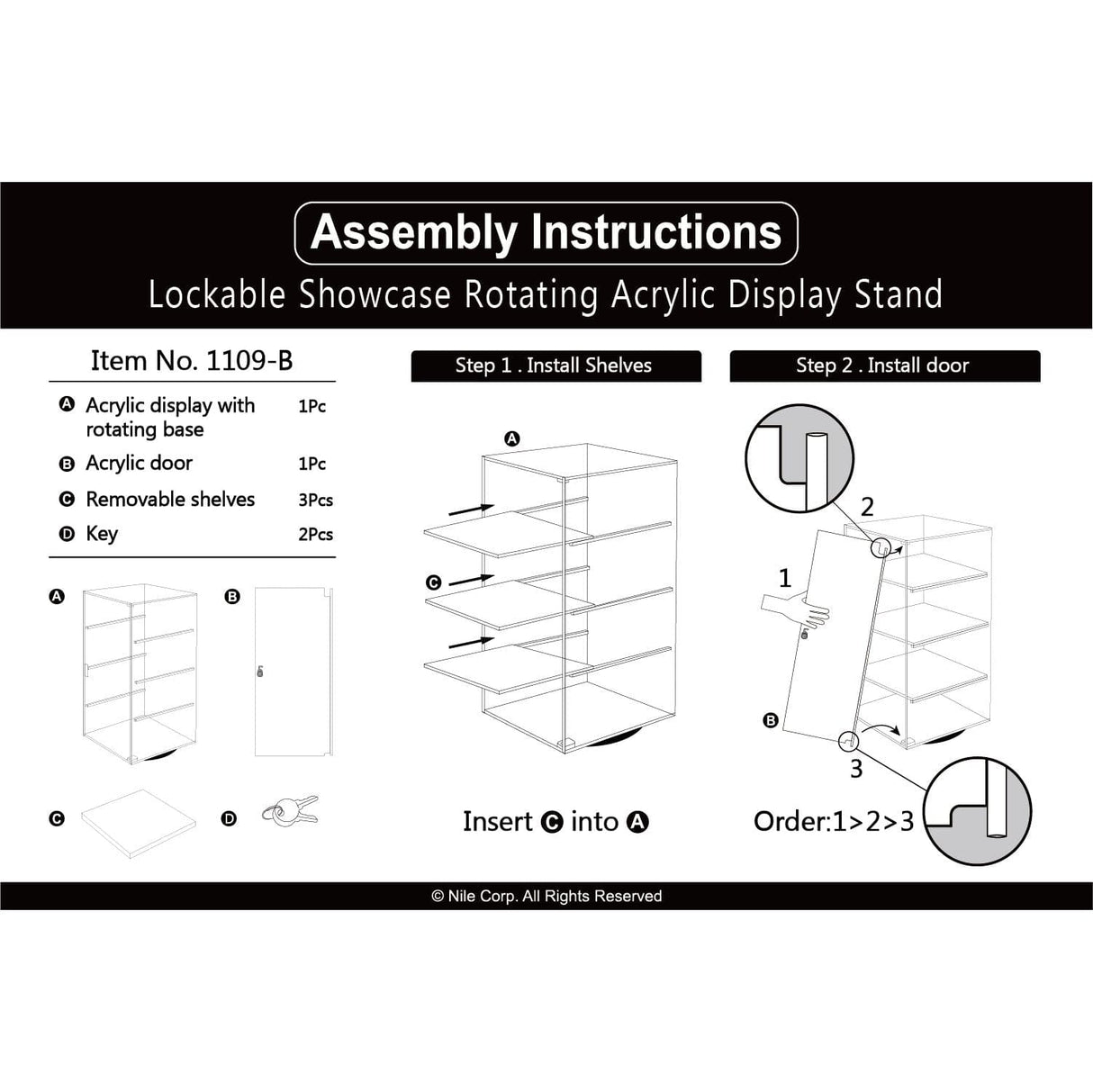 #1109-B Acrylic Display Showcase Case